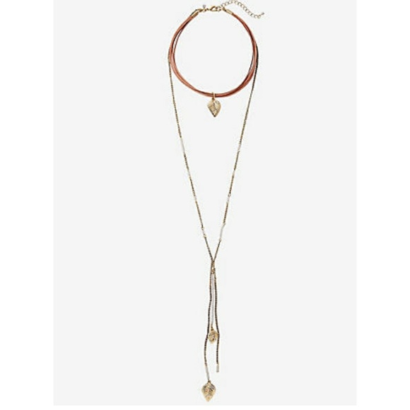 Express Jewelry - NWT Express suede Leaf layered choker